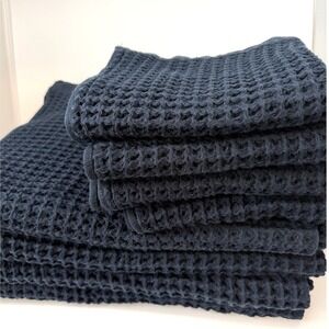 Onsen x Huckberry Supima® Waffle 8pc Bath Towel Bundle Twilight NWOT